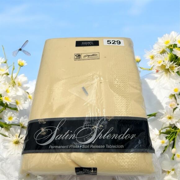 NOS Bardwil Linens Satin Splendor Soil Release Tablecloth 60x140” Oblong Butter - Picture 1 of 13